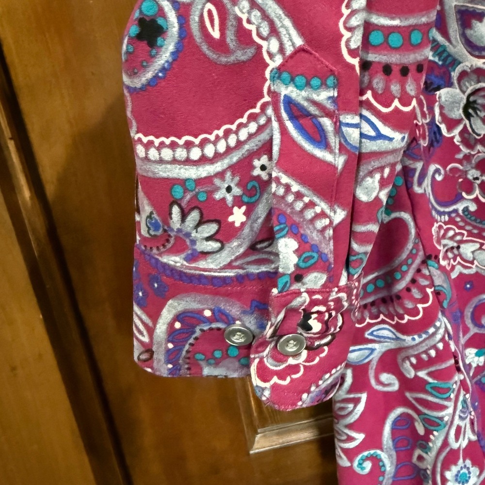 Mainstreet Blues Womens Paisley Print Long Sleeve Button Up Shirt Top Tunic 1X - Picture 5 of 5